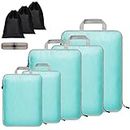 Pystuvo Packing Cubes,9 PCS Compression Packing Cubes,Extensible Organizer Bags For Travel Suitcase Organization,Luggage Organiser Set, Travel Luggage Packing for Travel or Home Storage,BlueLake