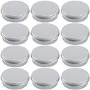 2 Ounce Aluminum Tin Jar Refillable Containers 60 ml Aluminum Screw Lid Round Tin Container Bottle for Cosmetic,Lip Balm, Cream, 12 Pack.