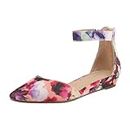 DREAM PAIRS Women's Floral Low Wedge Ankle Strap Flats Shoes Size 11 M US Amiga