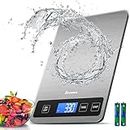 Drcowu Digital Scales for Cooking, Baking, Meal Prep, Diet, Food Weighing Scales with 1g Accuracy and Back-lit LCD Display, Easy to Read and Use for Home, Silver