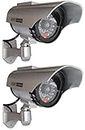 Lot de 2 caméras de Surveillance à énergie Solaire avec Objectif et Surveillance vidéo Clignotante Fake Dummy factice