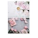 SAVIAURA 1 Sheet 2 in 1 Photography Backdrop 3D Flat Lay Tabletop Double-Sided Photo Background PVC Wrinkle-Free Small Products Photo Shoot (#21- Pink Rose Flowers Rough Surface Pattern)