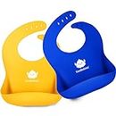 KeaBabies 2-Pack Silicone Bibs For Babies, Silicone Baby Bibs for Eating, Food-Grade Pure Silicone Bib, Toddler Bibs, Waterproof Bibs, Feeding Bibs, Silicon Bibs for Toddlers,Boys,Girls (Funtastic)