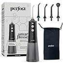 Perfora Smart Water Dental Flosser - 220 ml Tank Capacity with 5 Modes & 5 Nozzles | 1 Year Warranty | Dental Flosser For Teeth Oral Care, IPX7 Waterproof, Rechargeable (Black Gold)