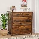 GateWay Furniture Solid Sheesham Wood Chest Of Drawers For Bedroom And Living Room (Design 3), Brown