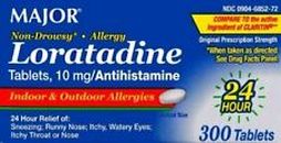 Major Allergy Loratadine 10mg Antihistamine Non-Drowsy Tablets 300 Count 0325 ex