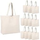 Segarty Canvas Tote Bag, 12 Pack Cotton Heavy Duty Handy Reusable Washable Grocery Shopping Cart Trolley Bags Folding Durable Economical with Handles for Women, Home Kitchen, Markets