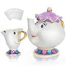 LEEPENK Mrs Potts Teapot Disney Beauty and Beast Teapot & Mug Mrs Potts and Chip Tea Set Cartoon Cute Teapot Tea Cup Ideal Gifts for Girl and Home Decorationl