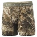 Nomad Men's Standard Durawool Boxer Brief Base Layer Compression Short, Mossy Oak Migrate Camo, Small