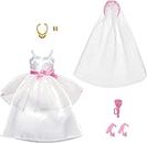 Barbie Fashions Doll Clothes and Accessories Set, Bridal Pack with Wedding Dress, Veil, Bouquet, Shoes and Jewelry