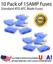 Premium 10 Pack 15 AMP Automotive ATO ATC Standard Blade Fuses 15A