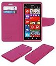 ACM Mobile Leather Flip Flap Wallet Case Compatible with Nokia Lumia 1520 Mobile Cover Pink