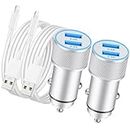 ARCCRA iPhone Fast Car Charger, 2-Pack 4.8A All Metal Dual USB Rapid Car Charger Cigarette Lighter Adapter with iPhone Charger Cord Cable for iPhone 14 13 12 11 Pro Max XS XR X SE 8 7 6S Plus, iPad