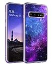 GUAGUA Compatible with Samsung Galaxy S10 Plus Case 6.4 Inch Glow in The Dark Noctilucent Luminous Space Nebula Slim Fit Cover Protective Anti Scratch Cases for Samsung S10 Plus, Blue Nebula