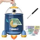VISIONARY Space Themed Piggy Bank Toys for Kids,Electronic Cash Coin Can ATM Money Machine, Spaceman Automatic Paper Money Scroll Saving Box Gifts for 3 4 5 6 7 8 9 10 Year Old Boys Girls