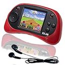 EASEGMER 16 Bit Kids Handheld Games Built-in 220 HD Video Games, 2.5 Inch Portable Game Player with Headphones - Best Travel Electronic Toys Gifts for Toddlers Age 3-10 Years Old Children (Red)