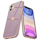 Teageo Compatible with iPhone 11 Case for Women Girl Cute Love-Heart Luxury Bling Plating Soft Back Cover Raised Full Camera Protection Bumper Silicone Shockproof Phone Case for iPhone 11, Lavender