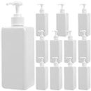 Okllen 12 Pack 500 ML Plastic Pump Bottles, Empty Refillable Container Liquid Soap Dispenser for Shampoo, Lotion, Cleaning Products, Kitchen, Bathroom, White Square