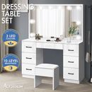 ALFORDSON Dressing Table Stool Set Makeup Mirror Storage Desk LED 10/12 Bulbs