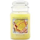 Village Candle Lemon Pound Cake Large Glass Apothecary Jar Scented Candle, 21.25 oz, Yellow