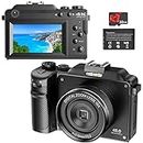 Vmotal Digital Camera 4K, UHD 48MP Photo 4K Video Recorder, Dual Lens Camera, 18x Digital Zoom, Autofocus Camera for Photography, With Wifi & 32GB SD Card, Vlogging Camera for YouTube