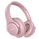 Bluetooth Headphones Over Ear,KVIDIO 65 Hours Playtime Wireless Headphones with Microphone,Foldable Lightweight Headset with Deep Bass,HiFi Stereo Sound for Travel Work Laptop PC Cellphone (Pink)
