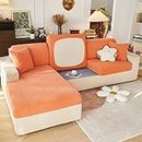 Sofa Seat Cushion Covers- High Stretch Non-Slip Couch Sofa Cover 1-Piece Universal for 1 2 3 4 Seater L Shape Chaise Longue Sofa Slipcovers for Living Room Dogs Pet (1 Seater, Leaves Orange)