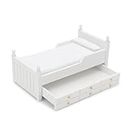 Dollhouse Miniature Bed with Drawer 1:12 Wooden Furniture European Bedroom Bedding Furniture Accessories with Pillow & Mattresses Vintage Floral Fabric Mini House Decoration