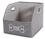 Geyecete Big Dog Toys Storage Bins Canvas Foldable Fabric Trapezoid with Metal Handles pet Baskets,Storage Bin Large Toy Box Organizer-Gray