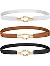 3 Pieces Women Skinny Waist Belt Elastic Thin Belt Waist Cinch Belt for Women Girls Accessories (Medium)