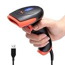 Tera Pro Barcode Scanner USB Wired Handheld CCD Bar Code Reader 1D Linear Bar Code Scanner Super Fast Precise Scanning for Screen Digital Laptop Smartphone Barcode Plug and Play, 2500C