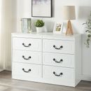 Bedroom Storage Organizer, 6-Drawers Chest Dresser Modern Bedside Cabinet White