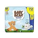 Baby Bear Premium Diaper Pants | Cottony Soft and rash free with Wetness Indicator | Aloe Vera Lotion | Breathable Sheet| Soft waistband | Bubble Bed Technology | 10 Disposable Bags | Medium (7-12Kg)- 72 Pieces