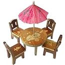 Moon Craft Cute Miniature Dinning Table | Furniture Doll House Dining Room Table | Role Pretend Play Wooden Toy for Kids