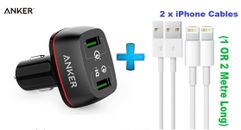 Anker 42W SUPER FAST QC 3.0 Car Charger PowerDrive+ 2+2 x iPhone Charging Cables