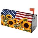 Sunflower US-Flag Stripes Mailbox-Covers Post-Letter-Wraps 18x21in for July-4th-Independence Day Memorial-Day