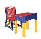 Apple Junior's Study Table and Chair Set for 3 to 12 Years Kids (Medium, Red & Blue)