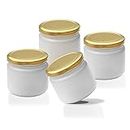 Pure Source India Frosted Glass Airtight Kitchen Storage Cookie Jar With Gold Cap, 280ml, White - 6 Pieces