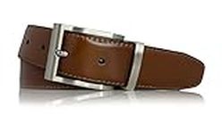 almela Cintura uomo reversibile | Fibbia girevole argento satinato | Larghezza 3 cm - 30 mm | Double face vera pelle | Men's reversible belt (Nero/Cuoio - 30mm, 90)