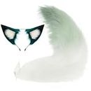 TTYAO REII Yukong Ears and Tail Set Fox Ears Headband Furry Fursuit Costume Accessories for Adults Game Cosplay (Green White)