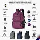 NEW Women Men Zipper Laptop Backpack Work School Travel Bags + USB Charging Port