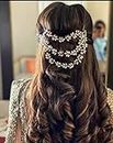 Rose Petals ® Golden Wedding Hair Accessories/Hair Pins/Juda Pins/Chain for Women and Girls (WHITE)