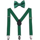 GUCHOL Kids Suspenders Bowtie Set - Adjustable Length Christmas Clothing Accessories for Boys and Girls (Green)
