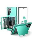 WeLoveCase Samsung Galaxy S22 Ultra Case Wallet Case with Credit Card Holder & Hidden Mirror, All-Round Protection Shockproof Phone Cover Designed for Samsung Galaxy S22 Ultra, 6.8 inch Mint Green