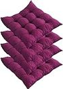 YARKIM Set of 4 Dining Chair Cushions with Ties Soft Comfort Non Slip Square Seat Pads for Kitchen Dining Office Living Room Patio(Purple)