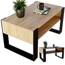 CraftPAK Wohnzimmer Tisch für Couch aus hochwertigem Holzwerkstoff, moderner Couchtisch mit zusätzlicher Ablagefläche, Sofatisch für Wohnzimmer, Farbe Bardolino Schwarz