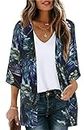 Kimono Cardigan for Women Summer Tops Casual Swimwear Hawaii Shirts Beach Cover ups (DarkGreenLeaf,3XL)