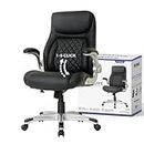 Nouhaus +Posture Ergonomic PU Leather Office Chair. Click5 Lumbar Support with FlipAdjust Armrests. Modern Executive Chair and Computer Desk Chair (Black)