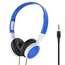 RVUEM Over Ear Headphone Studio Wired Bass Headsets Foldable Lightweight 3.5mm HiFi Audio Bass Headset Gaming Headphone for Phone Tablet-Light Blue