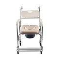 Toilet Commode Chair with Wheels and upholstered, Bedside Toilet and Toilet Chair, Portable Aluminum Shower Chair for The Elderly, The Disabled, Pregnant Women,200kg Weight Capacity